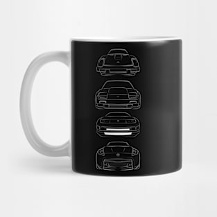 Front/profile - Evolution of the Nissan Z - stencil, white Mug